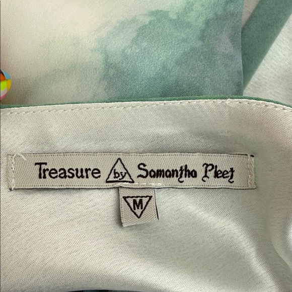 Samantha Pleet Watercolor Dress in Green and White - Picture 2 of 4